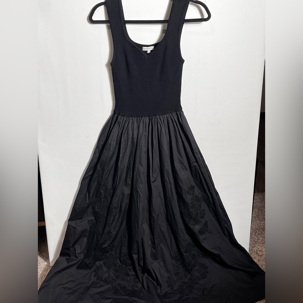 Moon River Black Mixed Media Maxi Dress M - Picture 4 of 11